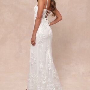 Lulus Ethereal Elegance White Embroidered Lace-Up Maxi Dress